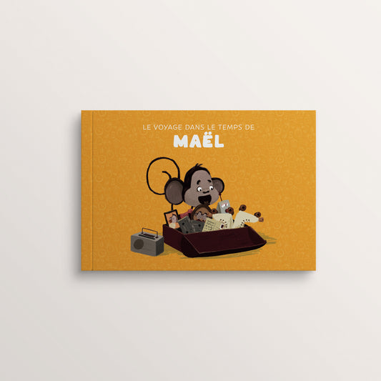 Livre personnalisé enfant Le Voyage dans le temps – Tome 1 – coffre aux trésors, couverture orange – Zebrabook