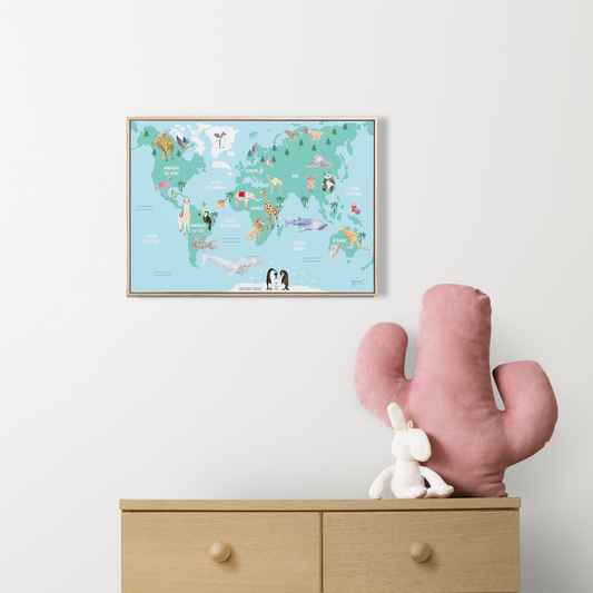 poster con mappa del mondo per la cameretta dei bambini