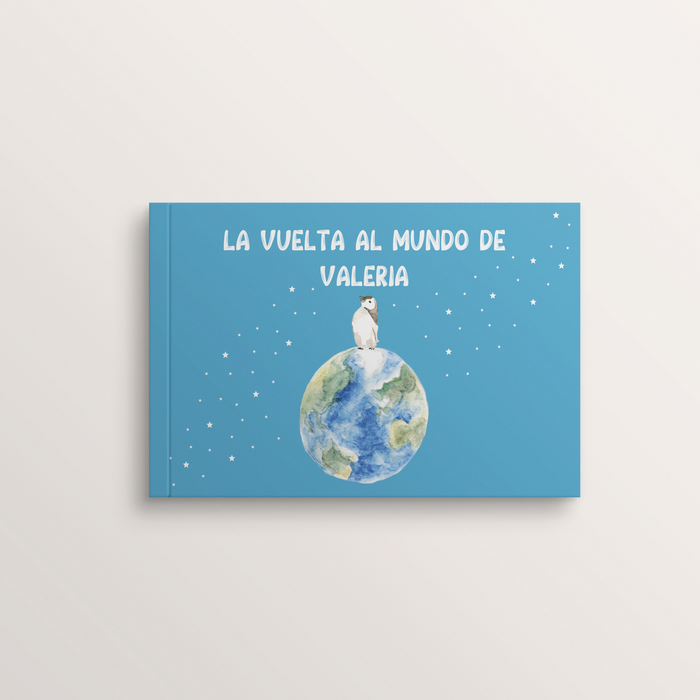 Ilustración de la edición española del libro personalizado “Le Tour du Monde” – Zebrabook