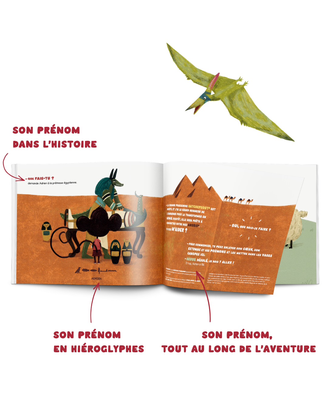 Livre personnalisé Le Voyage dans le temps de Zebrabook ouvert sur une aventure illustrée