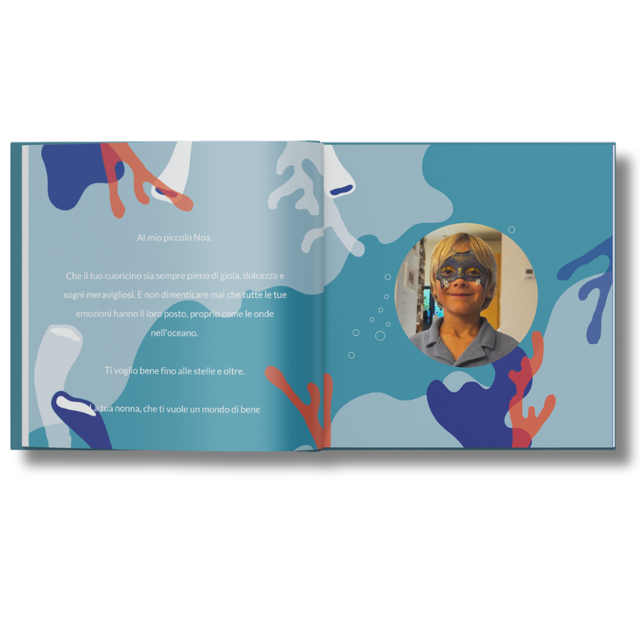 Dédicace personnalisée d'une mamie à Noa dans le livre illustré L'Océan des sentiments de Zebrabook
