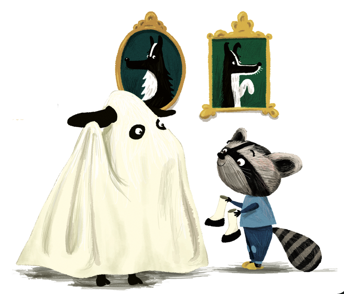 Fantôme écossais dans un château, illustration du livre Le Tour d'Europe de Zebrabook
