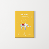Poster nascita personalizzato – illustrazione di elefante – Zebrabook