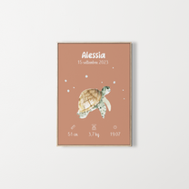 Poster nascita personalizzato – illustrazione di tartaruga – Zebrabook