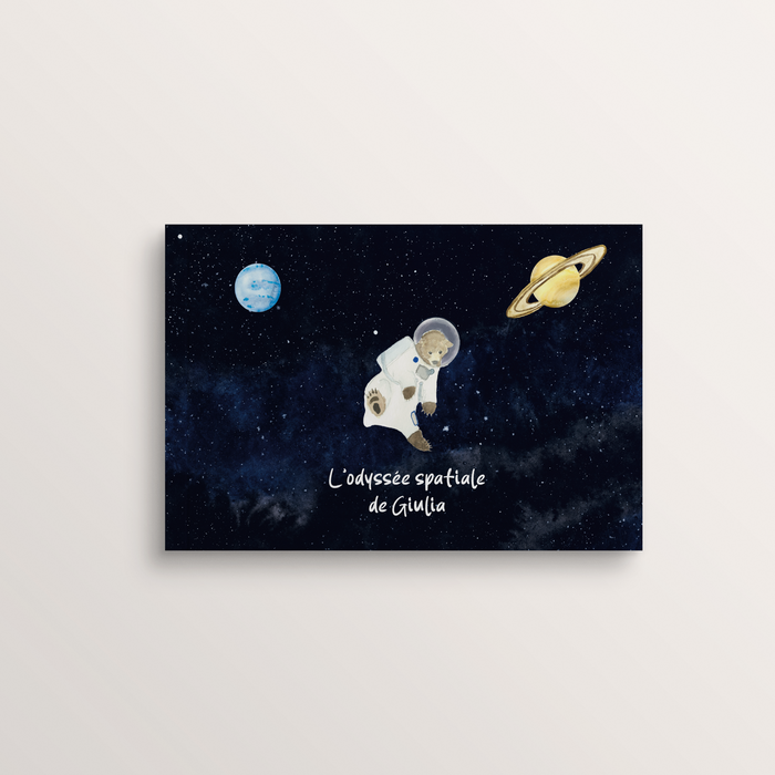 L'Odyssée spatiale – livre personnalisé enfant, couverture Saturne avec un personnage – Zebrabook