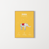 Poster de naissance personnalisé – illustration de éléphant – Zebrabook