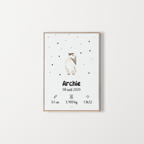 Poster de naissance personnalisé – illustration de manchots – Zebrabook