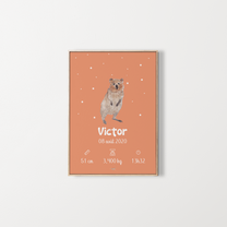 Poster de naissance personnalisé – illustration de quokka – Zebrabook